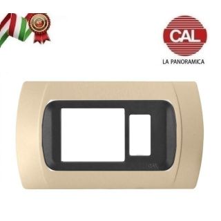 PLACCA CAL SCHUKO+1 Posto SABBIA OPACO INT.NERO COMPATIBILE MAGIC BTICINO