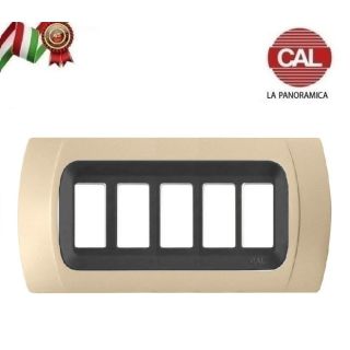 PLACCA CAL 5 Posti SABBIA OPACO INT.NERO COMPATIBILE MAGIC BTICINO
