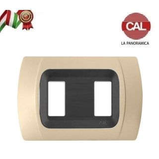 PLACCA CAL 2 Posti SABBIA OPACO INT.NERO COMPATIBILE MAGIC BTICINO