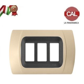 PLACCA CAL 3 Posti SABBIA OPACO INT.NERO COMPATIBILE MAGIC BTICINO
