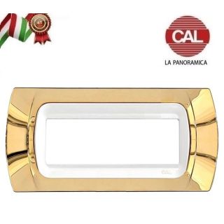 PLACCA CAL 7 Posti ORO LUCIDO COMPATIBILE LIVING LIGHT BTICINO