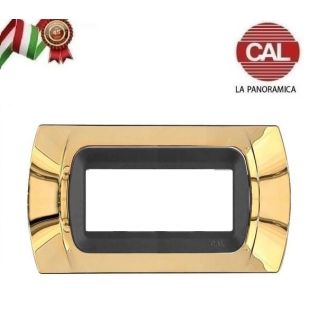 PLACCA CAL 4 Posti ORO LUCIDO COMPATIBILE LIVING INTERNATIONAL BTICINO