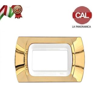 PLACCA CAL 3 Posti ORO LUCIDO COMPATIBILE LIVING LIGHT BTICINO