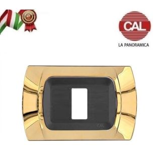 PLACCA CAL 1 Posto ORO LUCIDO INT. NERO COMPATIBILE MAGIC BTICINO