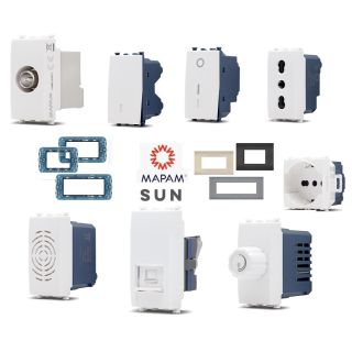 sun arkè PRESA SCHUKO INTERRUTTORE PULSANTE COMPATIBILE VIMAR ARKE' bianco opaco