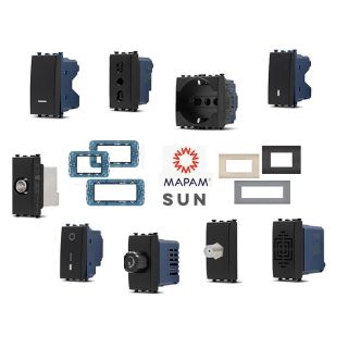 sun arkè SCHUKO DEVIATORE PRESA INTERRUTTORE COMPATIBILE VIMAR ARKE' nero opaco