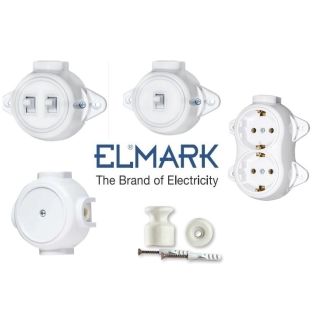 INTERRUTTORE PRESA PULSANTE ANTICO VINTAGE PVC ISOLATORE PORCELLANA