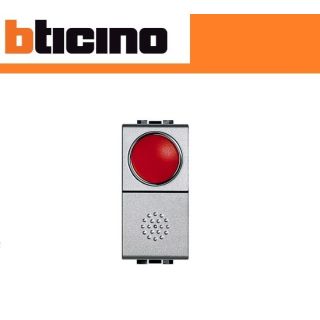 PULSANTE+PORTALAMPADA ROSSO BTICINO LIVING TECH NT4038R GRIGIO