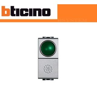 PULSANTE+PORTALAMPADA VERDE BTICINO LIVING TECH NT4038V GRIGIO