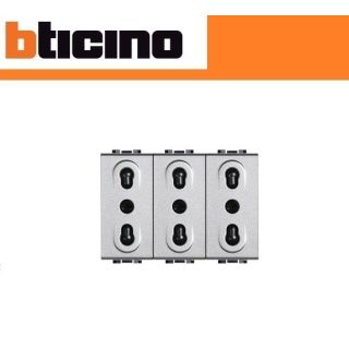 PRESA TRIPLEX BIPASSO 10/16A BTICINO LIVING TECH NT4180/3 GRIGIO