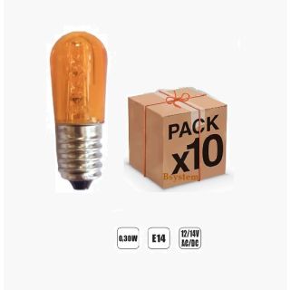 10 PEZZI LAMPADINA LED E14 14V LUCE ARANCIONE AC/DC LUMINARIE LAMPADA ARANCIONE