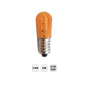 LAMPADA LED E14 14V LUCE ARANCIO AC/DC LUMINARIE LAMPADINA