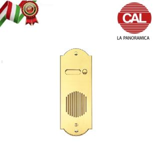 PULSANTIERA CAL CON GRIGLIA SU 1 FILA 5 PULSANTI OTTONE LUCIDO P105