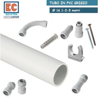TUBO RIGIDO IMPIANTI ELETTRICI DA ESTERNO mm 16 RACCORDI E ACCESSORI GRIGIO IP65