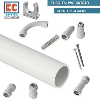 TUBO RIGIDO DA ESTERNO IMPIANTI ELETTRICI mm 20 RACCORDI E ACCESSORI GRIGIO IP65
