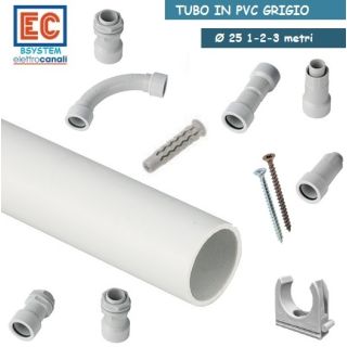 TUBO RIGIDO PER ESTERNO IMPIANTI ELETTRICI mm 25 GRIGIO RACCORDI E ACCESSORI IP65
