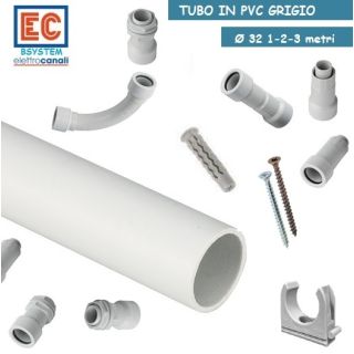 TUBO RIGIDO IMPIANTI ELETTRICI mm 32 GRIGIO PER ESTERNO RACCORDI E ACCESSORI IP65
