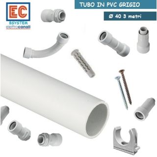 TUBO RIGIDO RACCORDI E ACCESSORI IP65 IMPIANTI ELETTRICI mm 40 GRIGIO PER ESTERNO