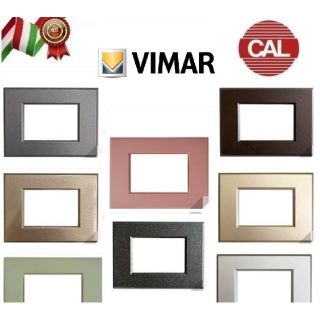 PLACCA CAL SU LICENZA VIMAR PLANA METALLO MOSTRINA NERO BIANCO TORTORA