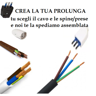 CAVO AL METRO PER PROLUNGA SU MISURA CAVI SPINA E PRESA A SCELTA COMPLETA DI MONTAGGIO