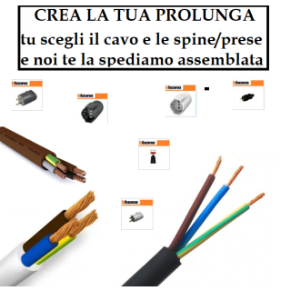 SPINA E PRESA A SCELTA BTICINO COMPLETA DI MONTAGGIO SU CAVO PROLUNGA