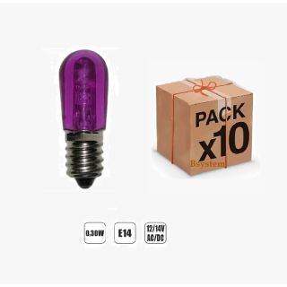 10 PEZZI LAMPADINA LED E14 14V LUCE VIOLA AC/DC LUMINARIE LAMPADA