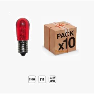 10 PEZZI LAMPADINA LED E14 14V LUCE ROSSA AC/DC LUMINARIE LAMPADA