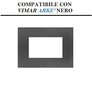 PLACCA 3 POSTI NERO COMPATIBILE VIMAR ARKE'