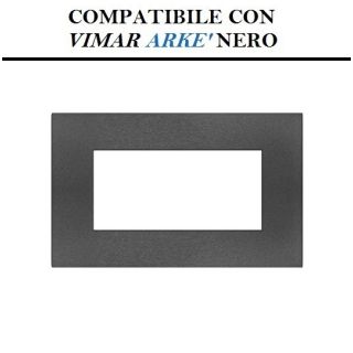 PLACCA 4 POSTI NERO COMPATIBILE VIMAR ARKE'