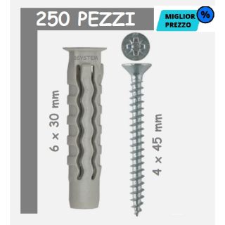 TASSELLO E VITI DA 6 MM 500
PEZZI IN NYLON tipo FISCHER