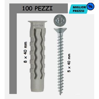 TASSELLO E VITI DA 8 MM 100
PEZZI IN NYLON tipo FISCHER