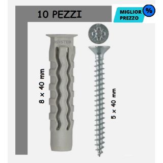 TASSELLO E VITI DA 8 MM 10
PEZZI IN NYLON tipo FISCHER