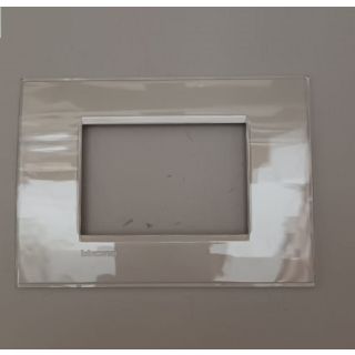 BTICINO LIVINGLIGHT PLACCA QUADRA 3 MODULI PVC LNA4803KG GRIGIO GHIACCIO