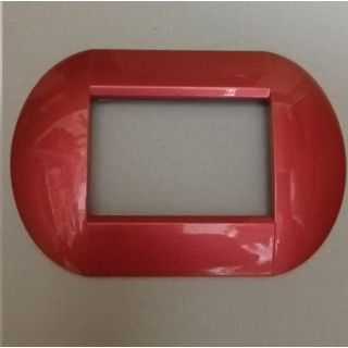 BTICINO LIVINGLIGHT PLACCA TONDA 3 MODULI METALLO LNB4803SS ROSSO SUNSET