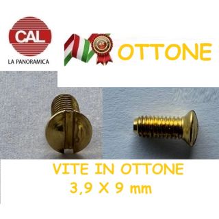 VITE IN OTTONE VERO PER PLACCA MOSTRINA  3,5 X 9 mm "NO OTTONATE" + TASSELLO