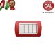 PLACCA 4P ROSSO OPACO METALLO serie  LIGHT BTICINO 621/4B