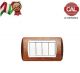 PLACCA 4P LEGNO NOCE NAZIONALE COMPATIBILE LIVING LIGHT BTICINO