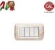 PLACCA 4P LEGNO ROVERE SBIANCATO COMPATIBILE LIVING LIGHT BTICINO