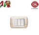 PLACCA 3P LEGNO ROVERE SBIANCATO COMPATIBILE LIVING LIGHT BTICINO