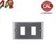 PLACCA 2P OTTONE CROMO SATINATO CON BORDI COMPATIBILE MAGIC 7002-CS