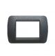 PLACCA 4  POSTI METALLO COMPATIBILE BTICINO LIVING GRIGIO FERRO