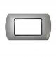 PLACCA 4 POSTI METALLO COMPATIBILE BTICINO LIVING ALLUMINIO-ARGENTO