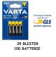 BATTERIA VARTA AAA 100 PEZZI PILA  SUPER LIFE MINI STILO 