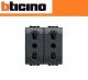 PRESA DUPLEX BIPASSO 10/16A BTICINO LIVING INTERNATIONAL L4180/2 ANTRACITE