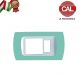 PLACCA SCHUKO+1P VERDE ACQUA PASTELLO INTERNO BIANCO serie MAGIC