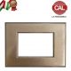 PLACCA 3P CHAMPAGNE METALLIZZATO METALLO COMPATIBILE VIMAR PLANA PLA108