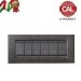 PLACCA 6P NERO OPACO METALLO COMPATIBILE VIMAR IDEA 2007/6