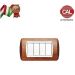PLACCA 4P LEGNO NOCE NAZIONALE COMPATIBILE LIVING LIGHT BTICINO