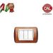 PLACCA 3P LEGNO NOCE NAZIONALE COMPATIBILE LIVING LIGHT BTICINO
