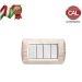 PLACCA 4P LEGNO ROVERE SBIANCATO COMPATIBILE LIVING LIGHT BTICINO